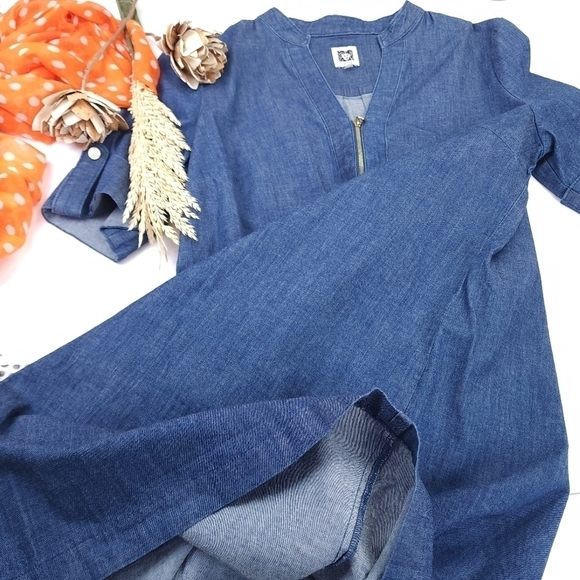 New Anne Klein Denim Short Sleeve Dress Sz 8 - Picture 10 of 11